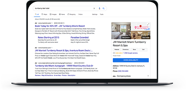 Laptop displaying google search results